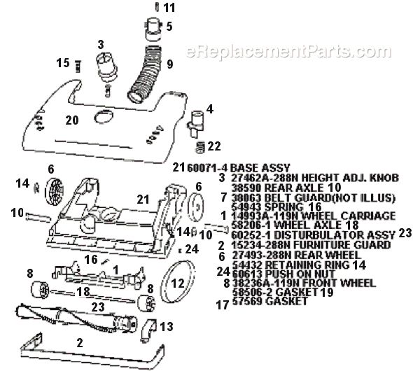Page A Diagram and Parts List for 4470AT  Eureka Upright Vacuum