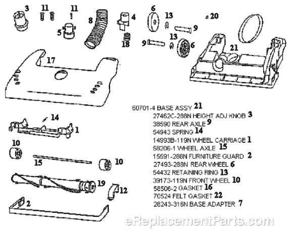 Page A Diagram and Parts List for 4473AT  Eureka Upright Vacuum