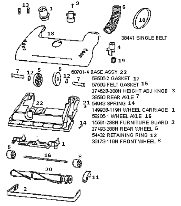 Page A Diagram and Parts List for 4476AT  Eureka Upright Vacuum