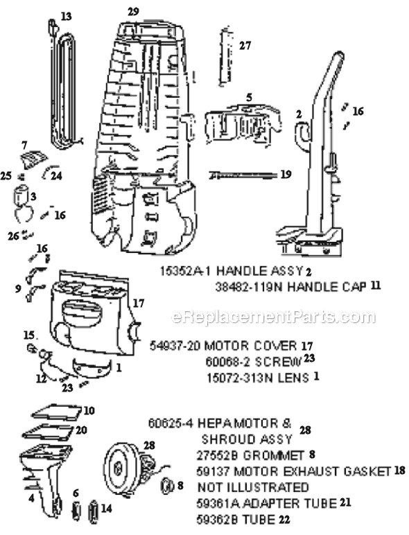 Page B Diagram and Parts List for 4480ATF  Eureka Upright Vacuum
