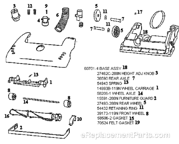 Page A Diagram and Parts List for 4480BT  Eureka Upright Vacuum