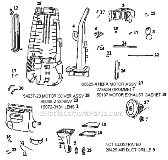 Page B Diagram and Parts List for 4480BT  Eureka Upright Vacuum