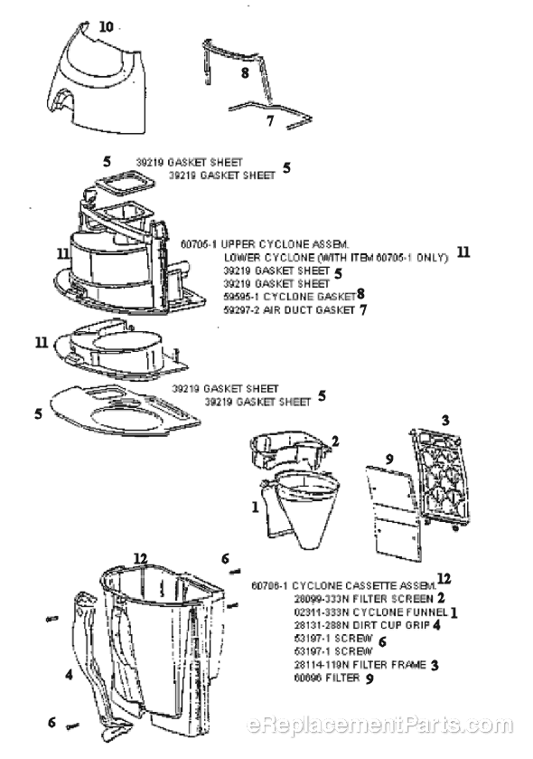 Page C Diagram and Parts List for 4481AT  Eureka Upright Vacuum