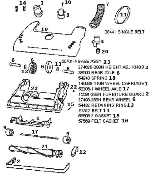 Page A Diagram and Parts List for 4481BT  Eureka Upright Vacuum