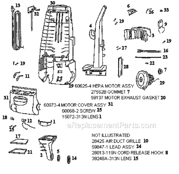 Page B Diagram and Parts List for 4482BT-1  Eureka Upright Vacuum