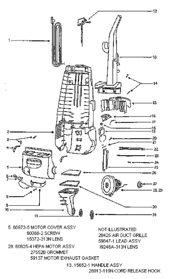Page B Diagram and Parts List for 4483ATS  Eureka Upright Vacuum