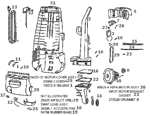 Page B Diagram and Parts List for 4485AT  Eureka Upright Vacuum