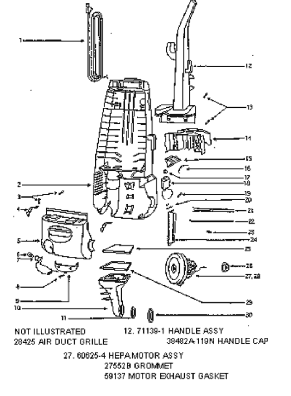 Page B Diagram and Parts List for 4488AT  Eureka Upright Vacuum