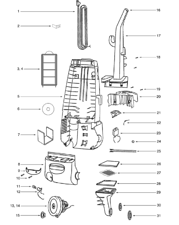 Page C Diagram and Parts List for 4496AV  Eureka Upright Vacuum