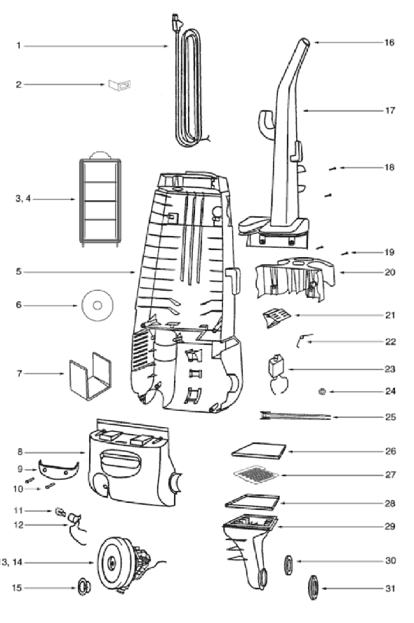 Page B Diagram and Parts List for 4497AH  Eureka Upright Vacuum