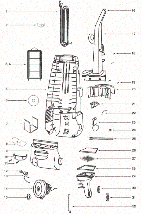 Page C Diagram and Parts List for 4499A  Eureka Upright Vacuum