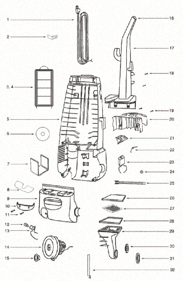 Page C Diagram and Parts List for 4499B  Eureka Upright Vacuum
