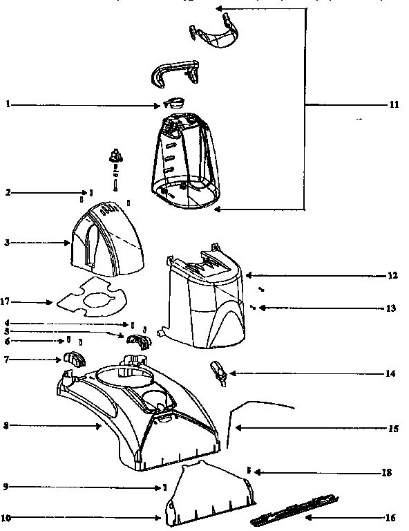 Dispensing Tank Assembly Diagram and Parts List for 2440A  Eureka Upright Vacuum