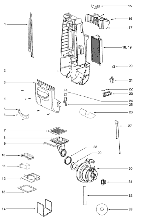 Page B Diagram and Parts List for 4641AVC  Eureka Upright Vacuum