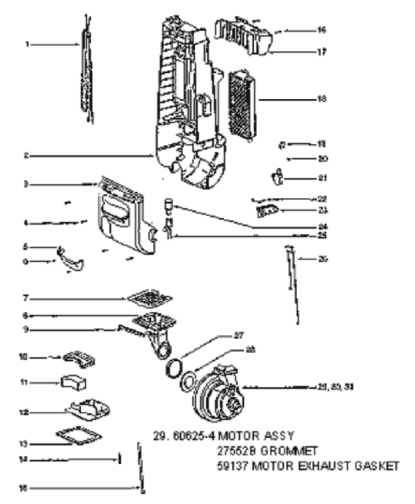 Page B Diagram and Parts List for 4654AT  Eureka Upright Vacuum
