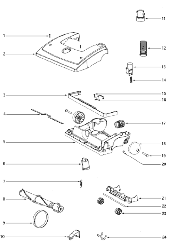 Page A Diagram and Parts List for 4654BT  Eureka Upright Vacuum