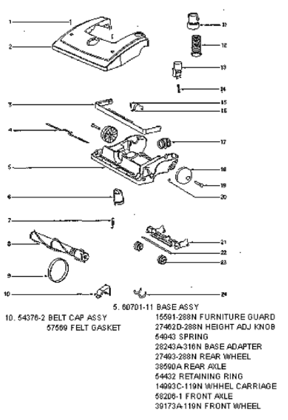 Page A Diagram and Parts List for 4660AT  Eureka Upright Vacuum