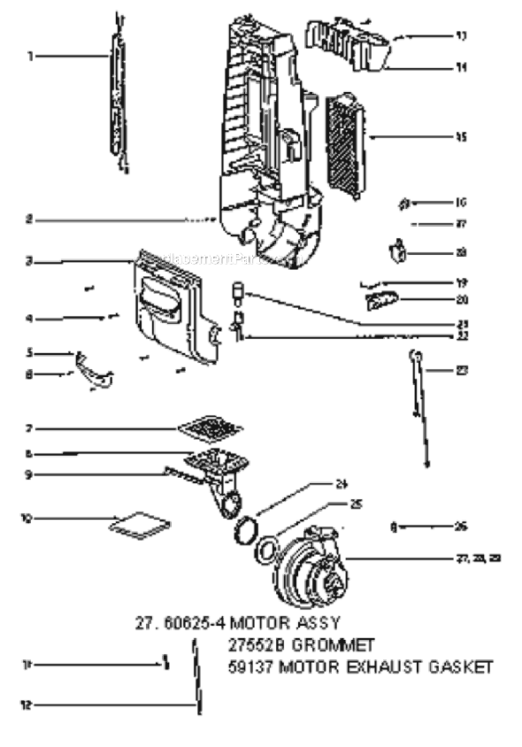 Page B Diagram and Parts List for 4674AT  Eureka Upright Vacuum