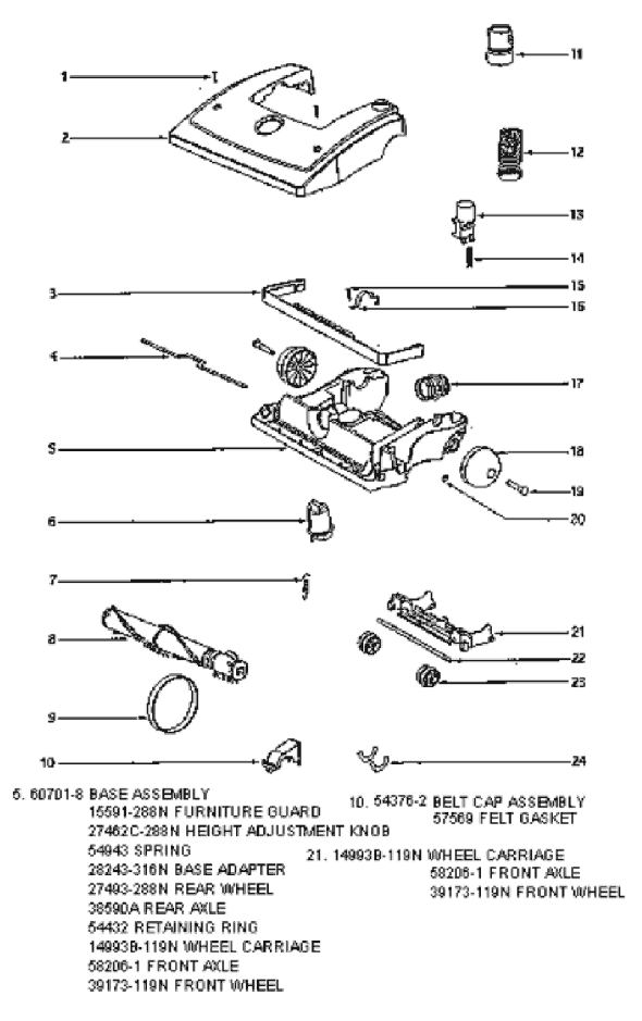 Page A Diagram and Parts List for 4675AT  Eureka Upright Vacuum