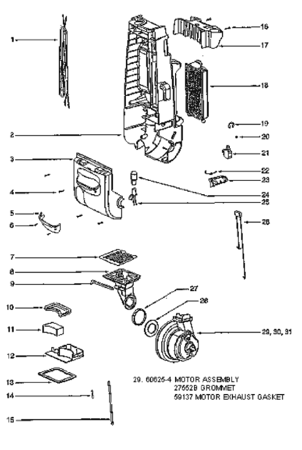 Page B Diagram and Parts List for 4680AT  Eureka Upright Vacuum