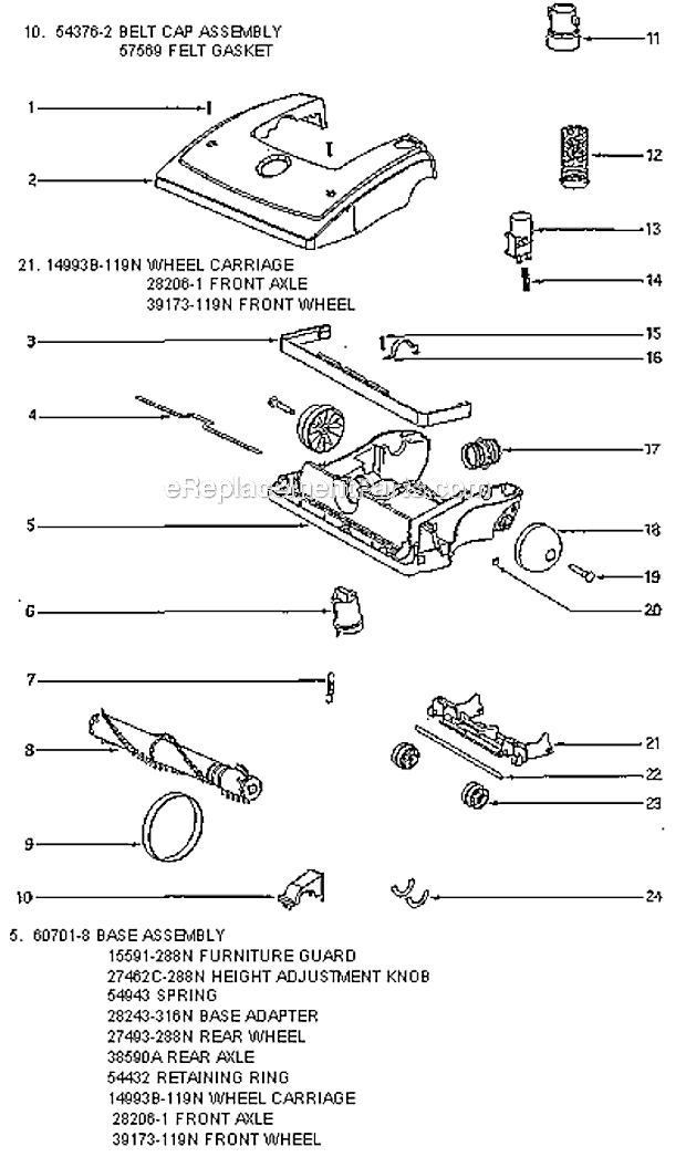 Page B Diagram and Parts List for 4682AT-1  Eureka Upright Vacuum