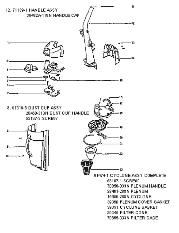 Page C Diagram and Parts List for 4684AT  Eureka Upright Vacuum