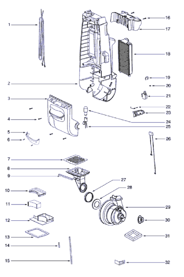 Page B Diagram and Parts List for 4684B  Eureka Upright Vacuum