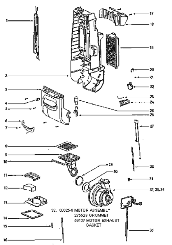 Page B Diagram and Parts List for 4685AT  Eureka Upright Vacuum