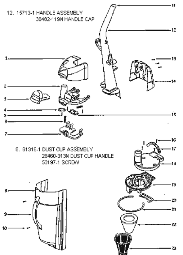 Page C Diagram and Parts List for 4685AT  Eureka Upright Vacuum