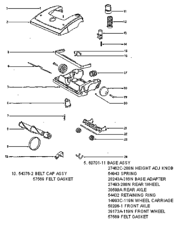 Page A Diagram and Parts List for 4686ATV  Eureka Upright Vacuum