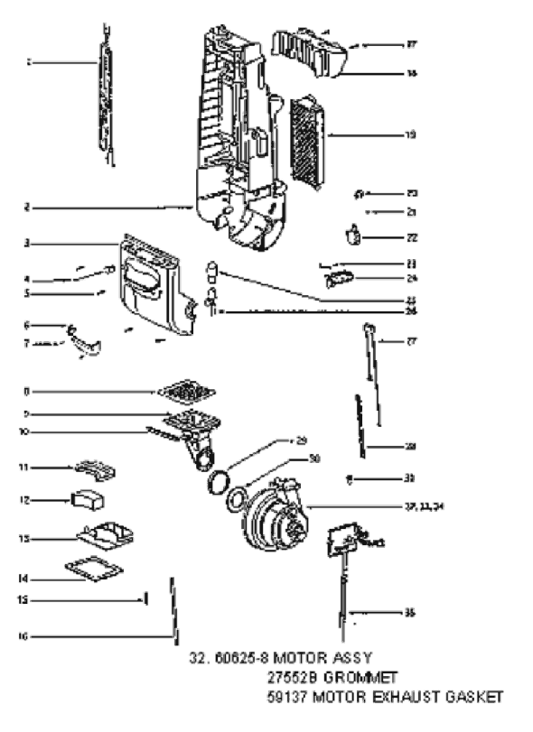 Page B Diagram and Parts List for 4686ATV  Eureka Upright Vacuum