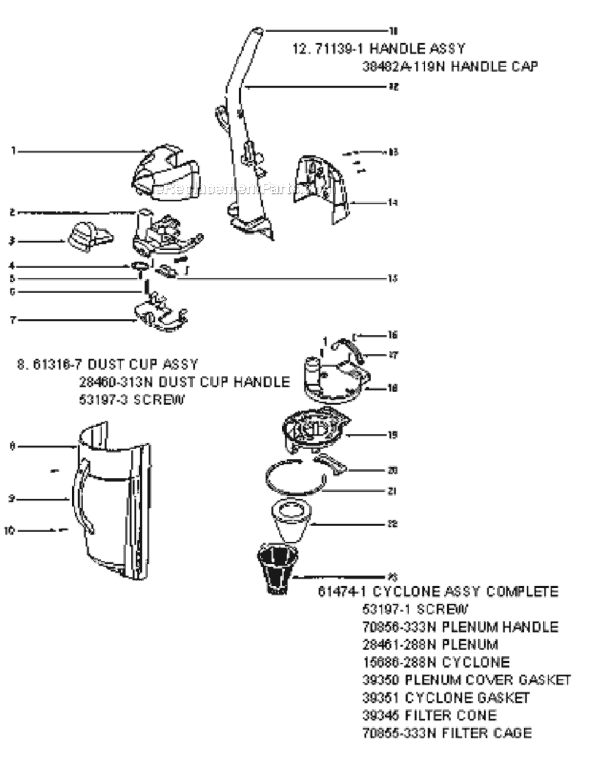 Page C Diagram and Parts List for 4686ATV  Eureka Upright Vacuum