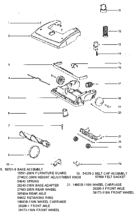 Page A Diagram and Parts List for 4687AT  Eureka Upright Vacuum