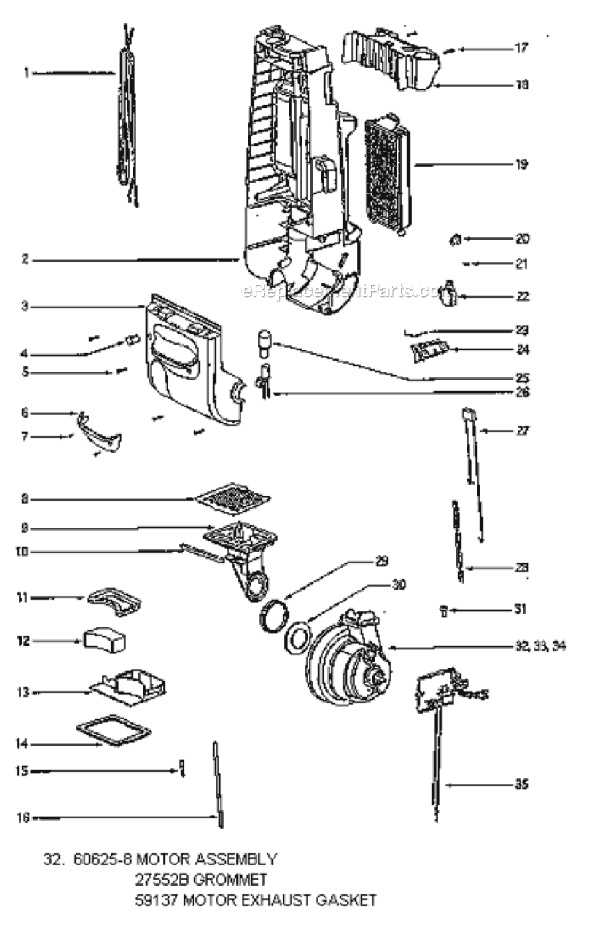 Page B Diagram and Parts List for 4687AT  Eureka Upright Vacuum
