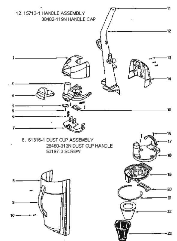 Page C Diagram and Parts List for 4687AT  Eureka Upright Vacuum