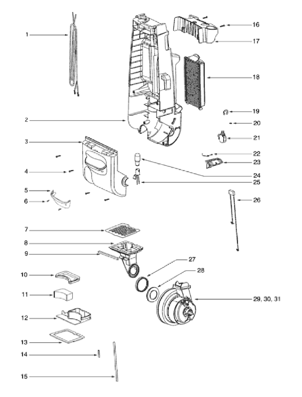Page B Diagram and Parts List for 4688ATV  Eureka Upright Vacuum
