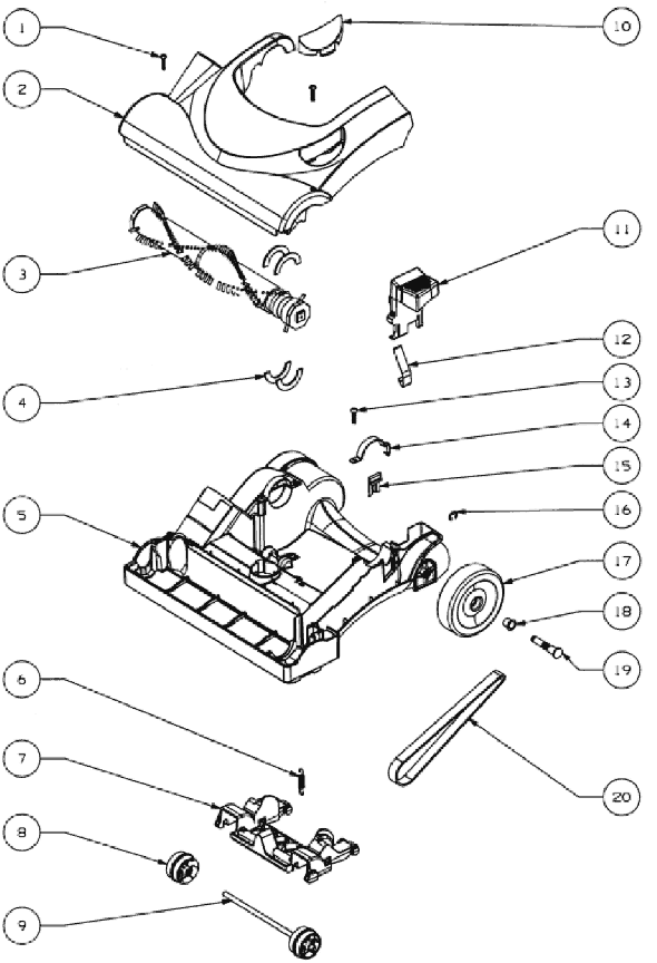 Page A Diagram and Parts List for 4702A  Eureka Upright Vacuum