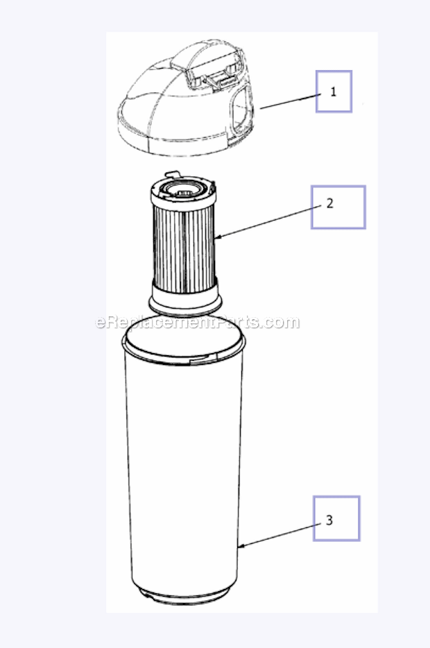 Dust Cup Diagram and Parts List for 4704PPL  Eureka Upright Vacuum