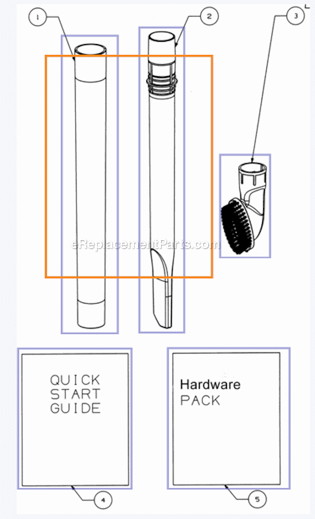 Accessories Diagram and Parts List for 4704RES  Eureka Upright Vacuum