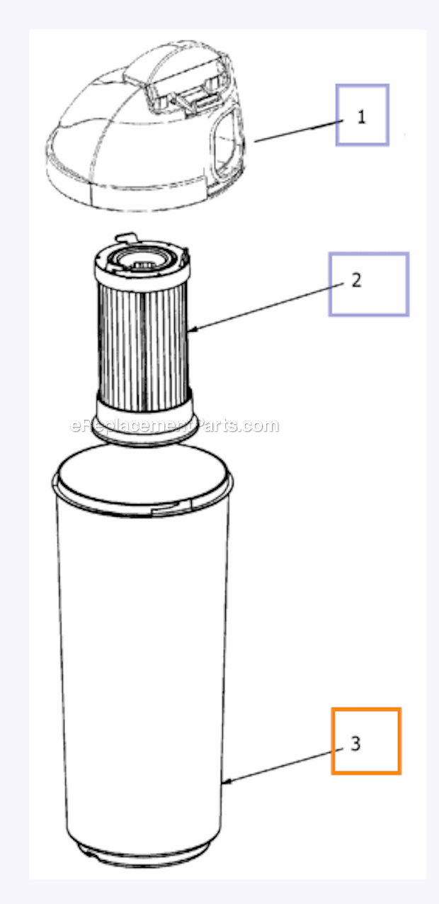 Dust Cup Diagram and Parts List for 4704RES  Eureka Upright Vacuum