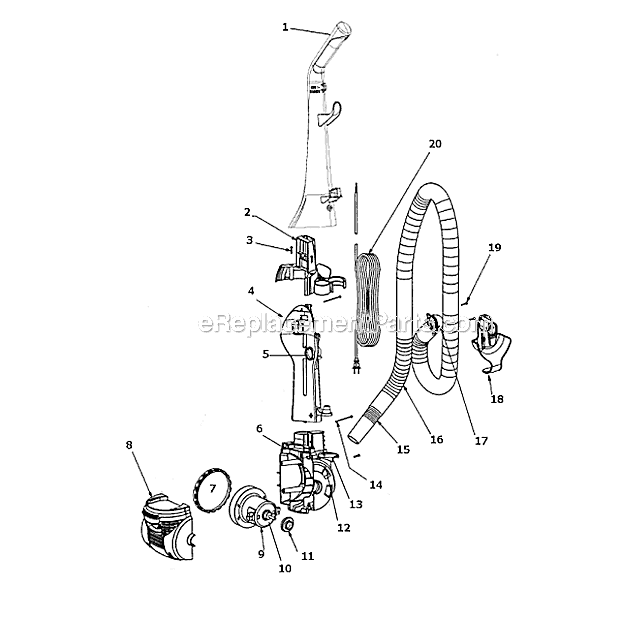Page D Diagram and Parts List for 4704RSD  Eureka Upright Vacuum