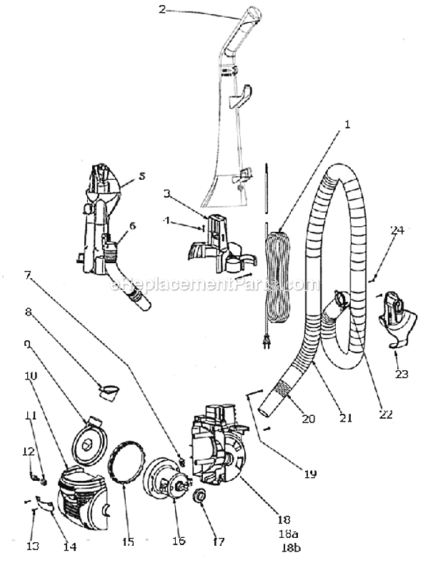 Page D Diagram and Parts List for 4717AVZ  Eureka Upright Vacuum