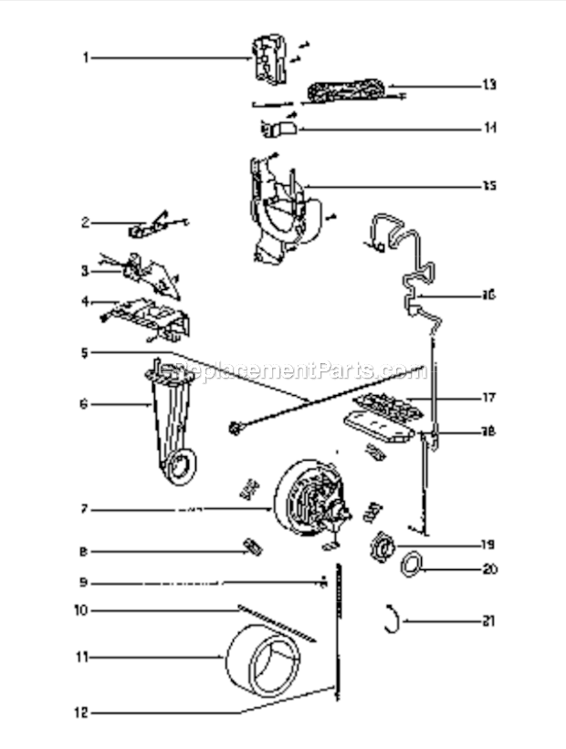 Model Diagram and Parts List for 4870BT  Eureka Upright Vacuum