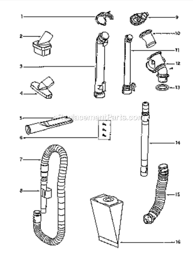 Accessories Diagram and Parts List for 4870BT  Eureka Upright Vacuum