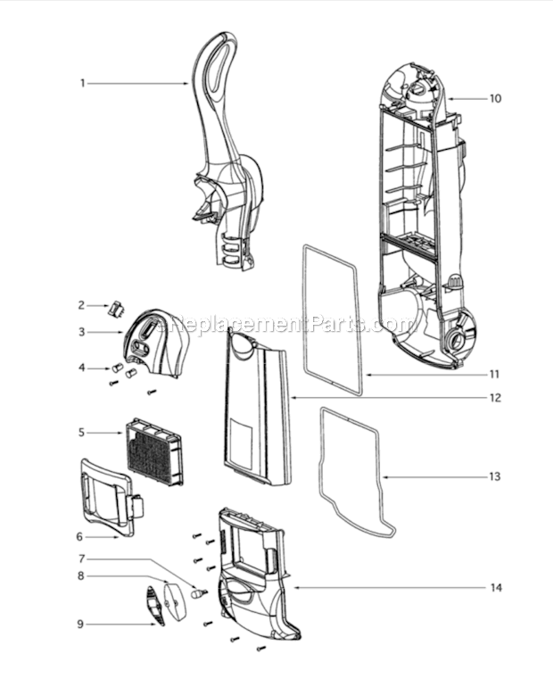 Main Body Diagram and Parts List for 4870DT  Eureka Upright Vacuum