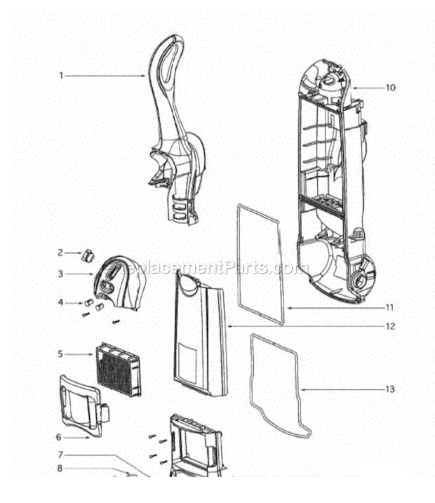 Page B Diagram and Parts List for 4870F  Eureka Upright Vacuum