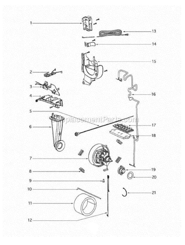Page C Diagram and Parts List for 4870F  Eureka Upright Vacuum