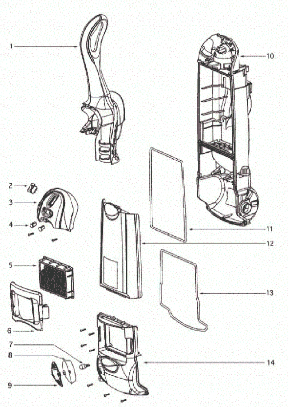 Page B Diagram and Parts List for 4870GZX  Eureka Upright Vacuum