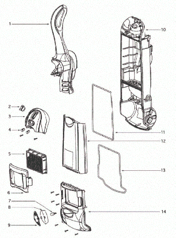 Page B Diagram and Parts List for 4870GZ  Eureka Upright Vacuum