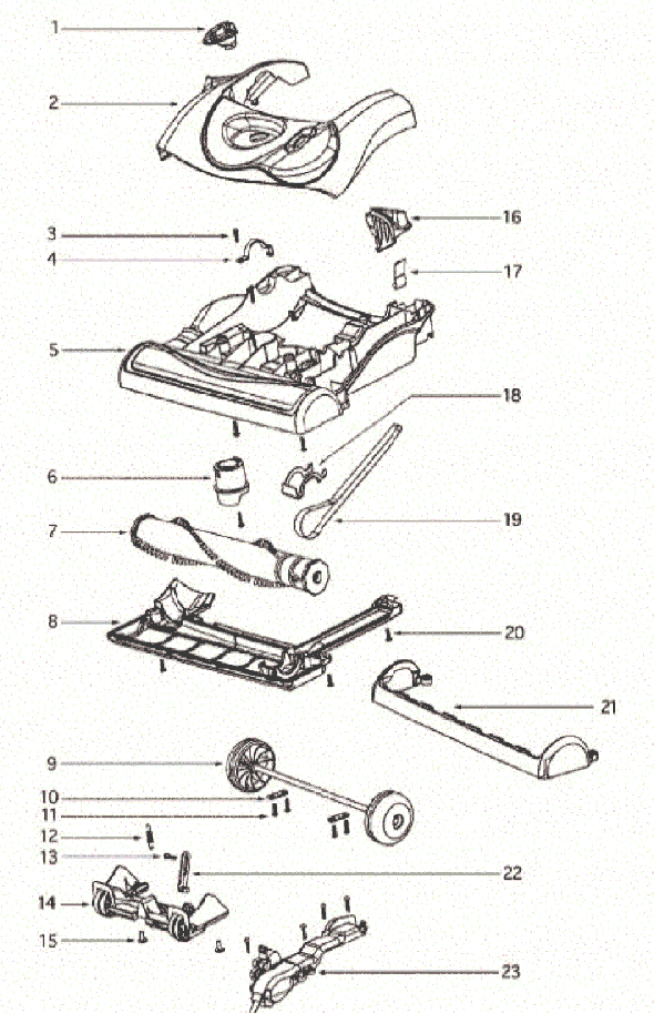 Page A Diagram and Parts List for 4870HZX  Eureka Upright Vacuum